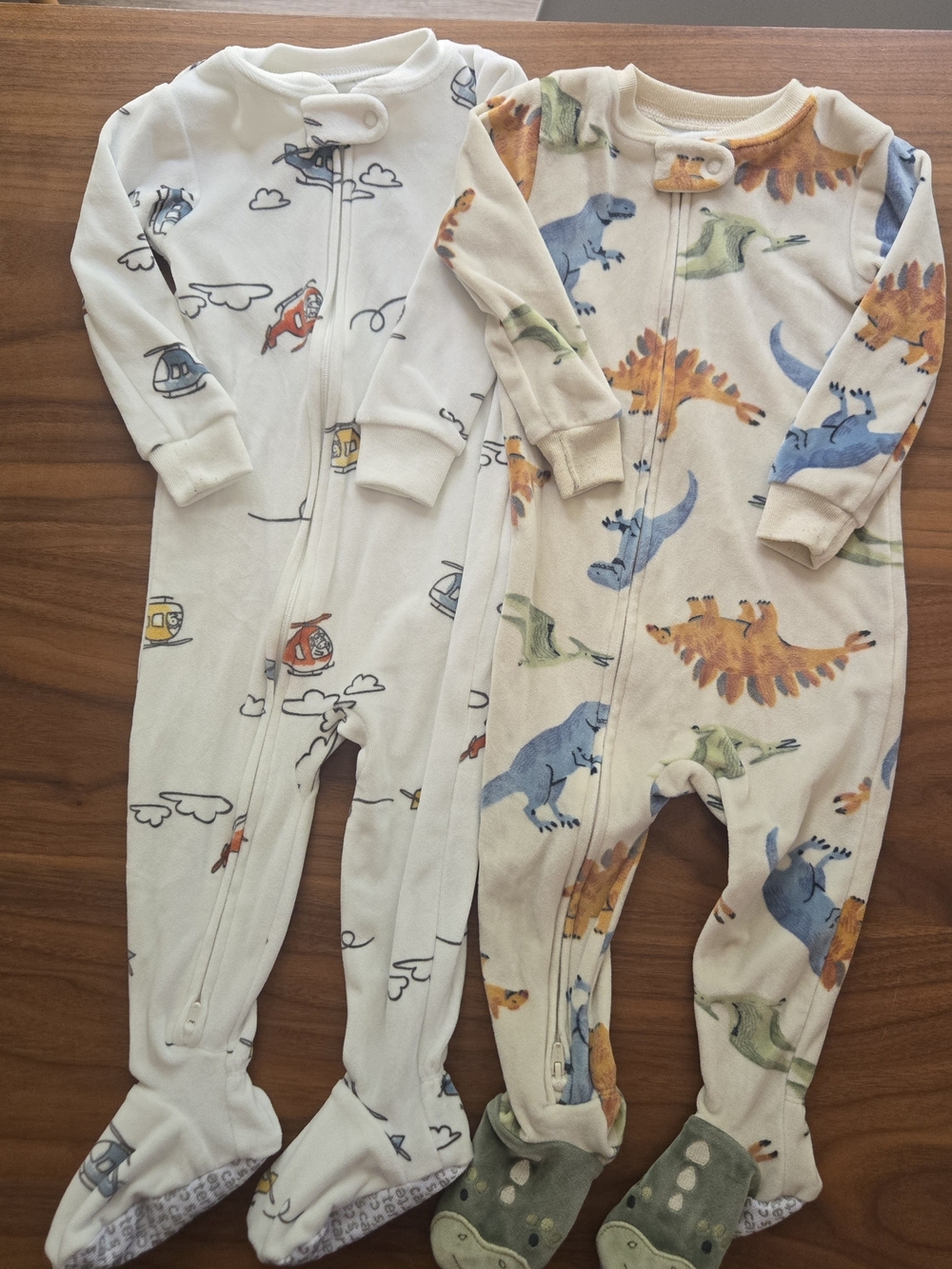 Carter’s Baby Boy 2-Way Zip Footed Sleepers Bundle Dino Helicopters 12m